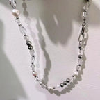 Natural Blue Crystal Freshwater Pearl Alloy Necklace
