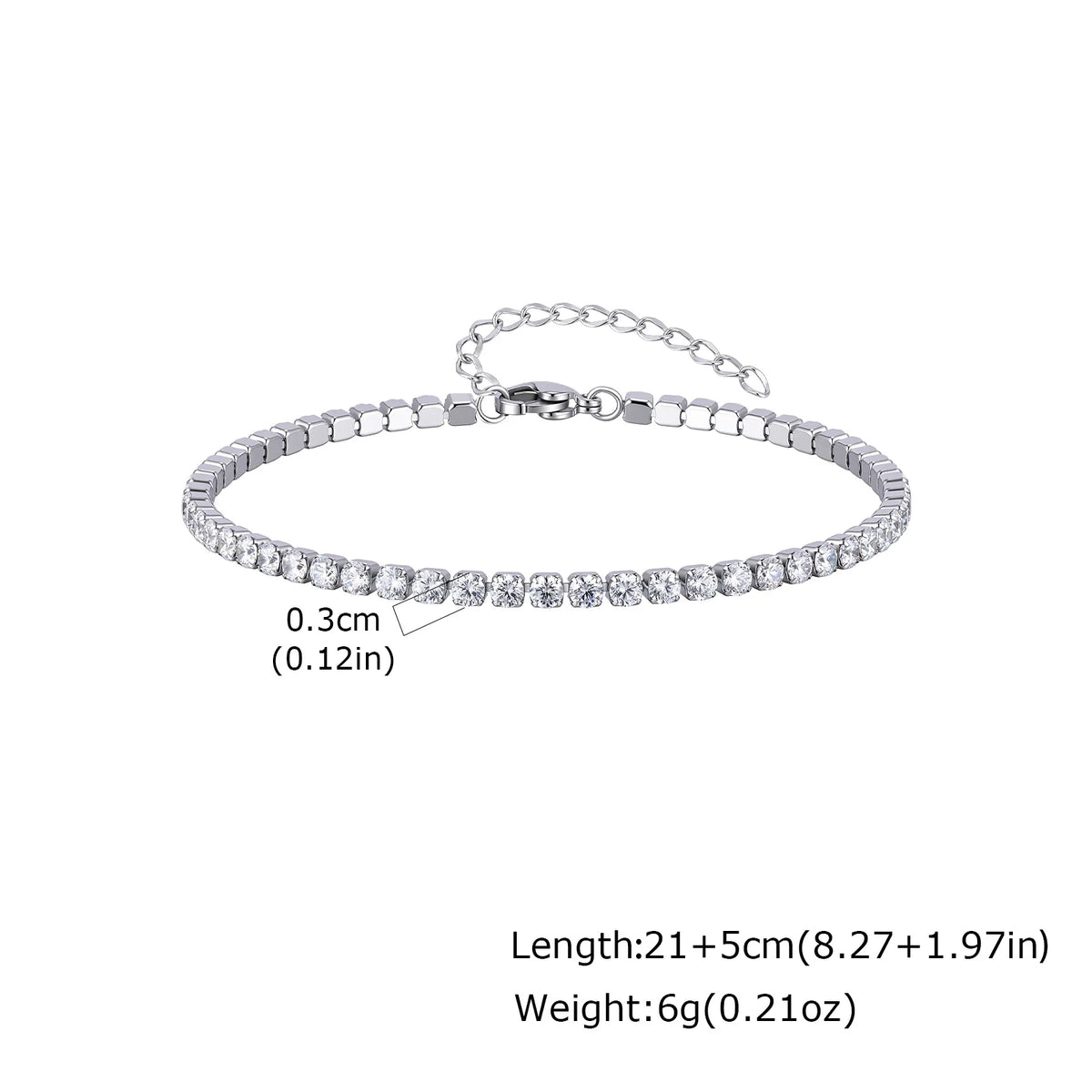 18K Gold Plated Stainless Steel Cubic Zirconia Tennis Anklet