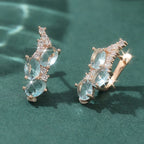Clear Blue CZ KC Gold Plated Copper Earrings