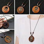 Selection of Retro Wooden Pendant Alloy Chain Necklace