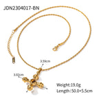 Youthway Fashionable Stainless Steel Natural Stone Cross Dangle Earrings 2023 Anti-allergy Gold Color Daily Jewelry Women