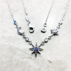 Royalty Star & Moon Necklace in 925 Stering Silver with Zircons