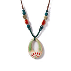 Handmade Ceramic Pendant Beads Necklace Retro