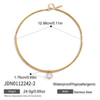 18K Gold PVD-Plated Stainless Steel Necklace – Geometric Zircon Pendant