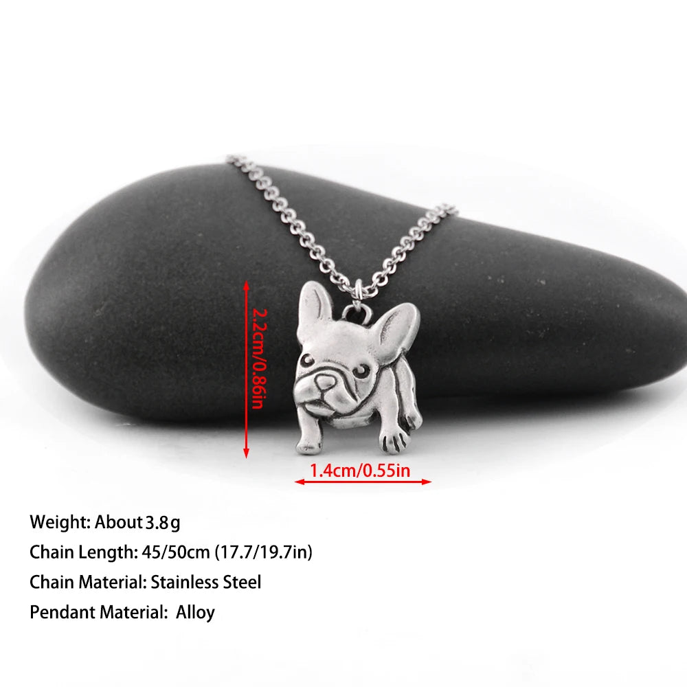 Stainless Steel French Bulldog Dog Pendant Necklace