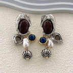 Retro-Inspired Multi-Pendant Choker Necklace & Earrings Set – Gold or Silver