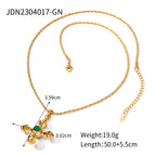 Youthway Fashionable Stainless Steel Natural Stone Cross Dangle Earrings 2023 Anti-allergy Gold Color Daily Jewelry Women