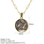 Vintage Coin Chain Link Necklace in Copper & Stainless Steel