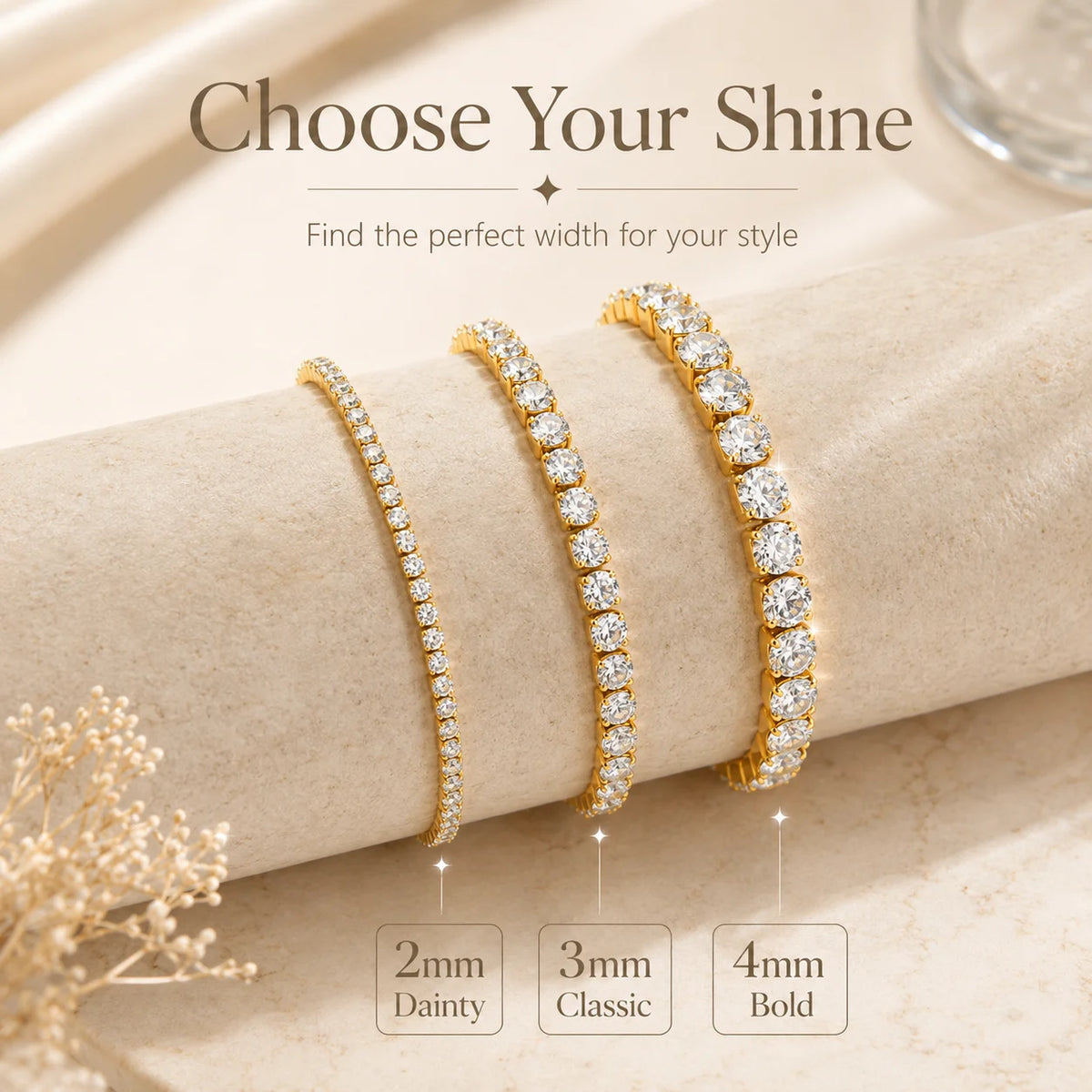 18K Gold Plated Stainless Steel Cubic Zirconia Tennis Anklet