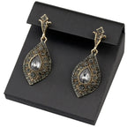 Turkish Gray Crystal Drop Earrings in Plated Alloy