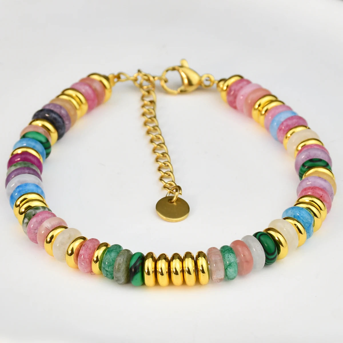 Natural Gemstone Beads Stainless Steel Bracelet