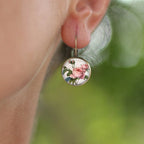 Retro Vintage Pink Rose Flower Round Glass Alloy Earrings - Several Options
