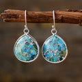 Turquoise Blue Marbled Stone Copper Drop Earrings