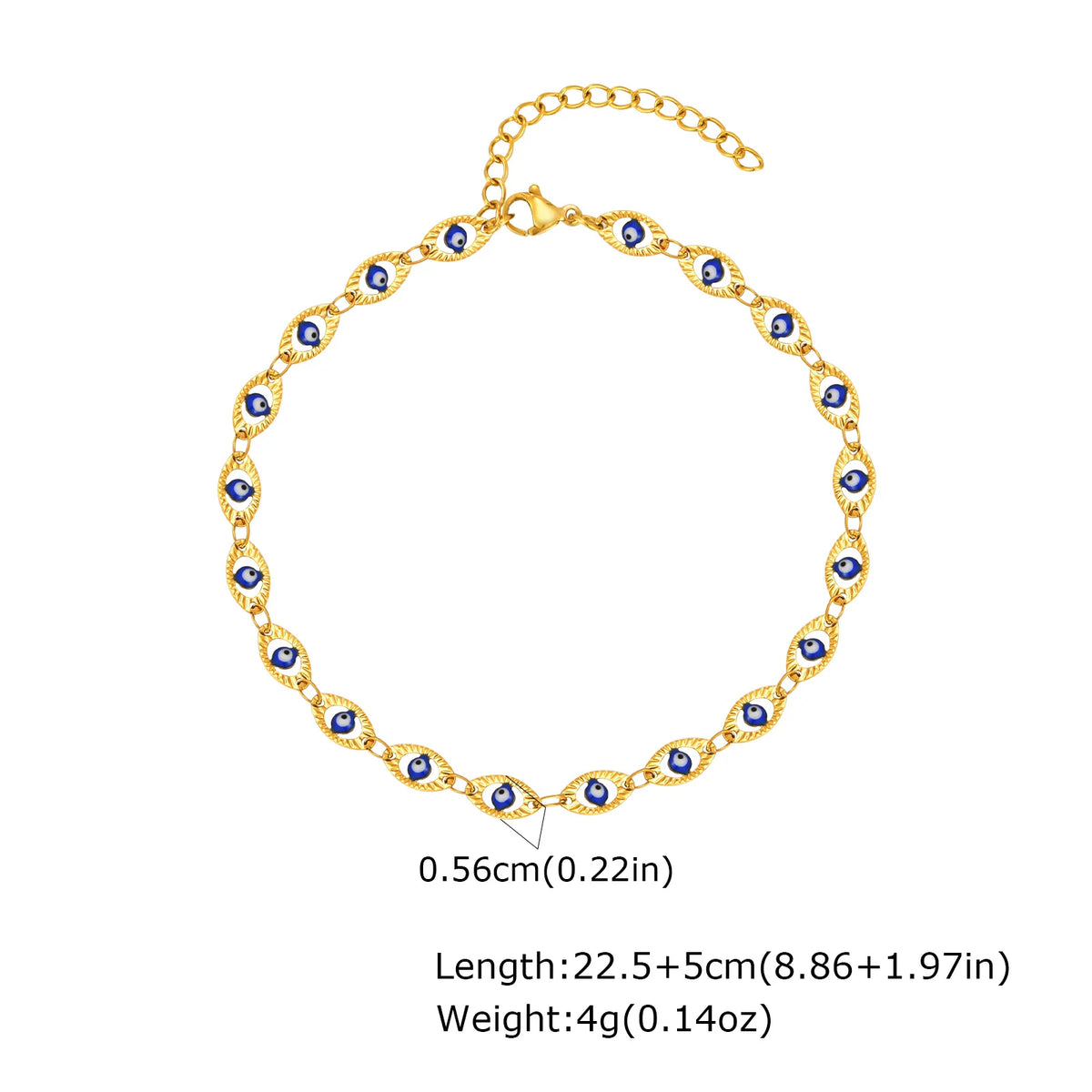 Gold-Plated Stainless-Steel Lucky Blue Evil Eye Anklet - Various Styles!!