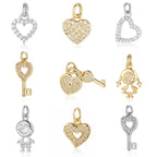 5-Piece Cubic Zirconia Copper Charms for Jewelry Making