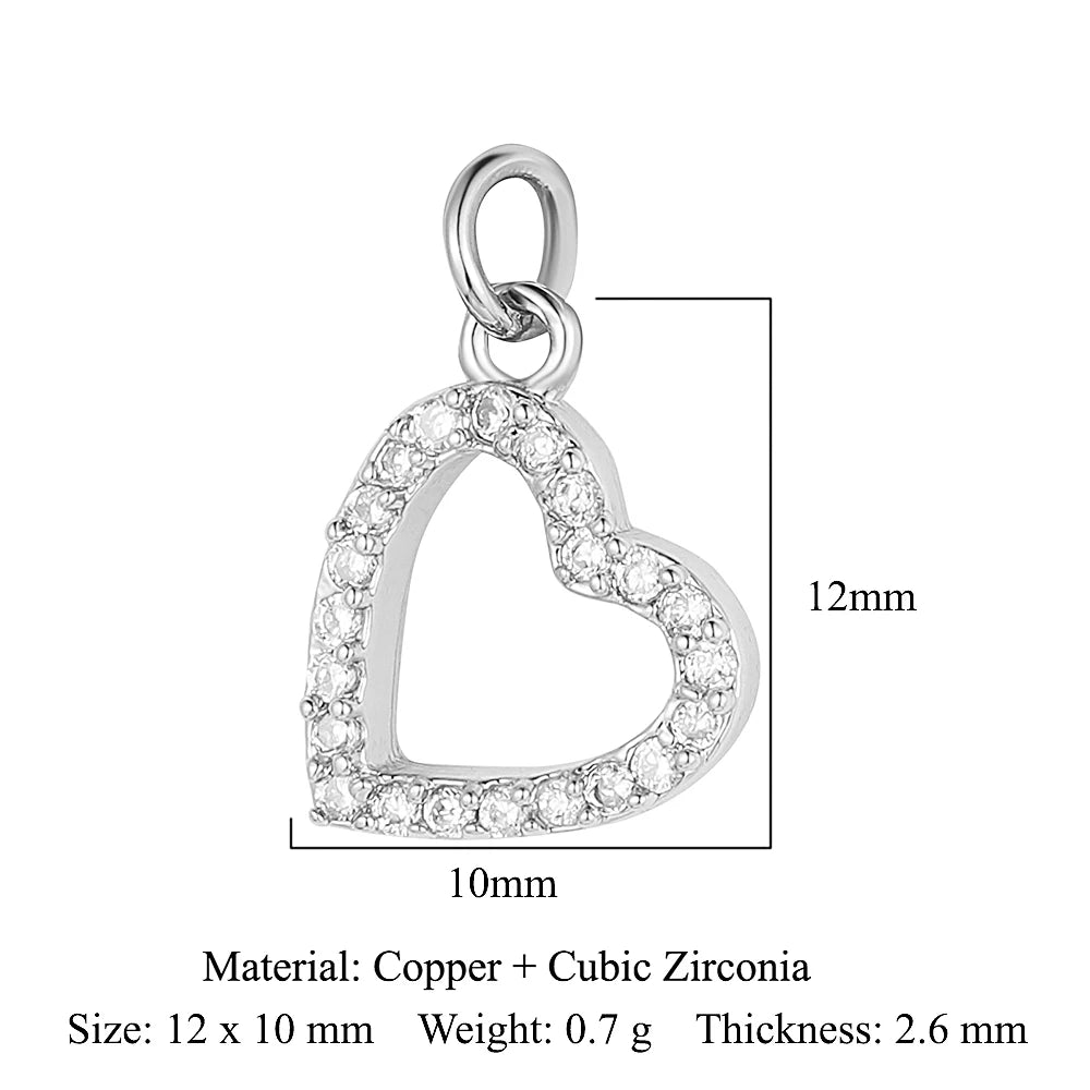 5-Piece Cubic Zirconia Copper Charms for Jewelry Making