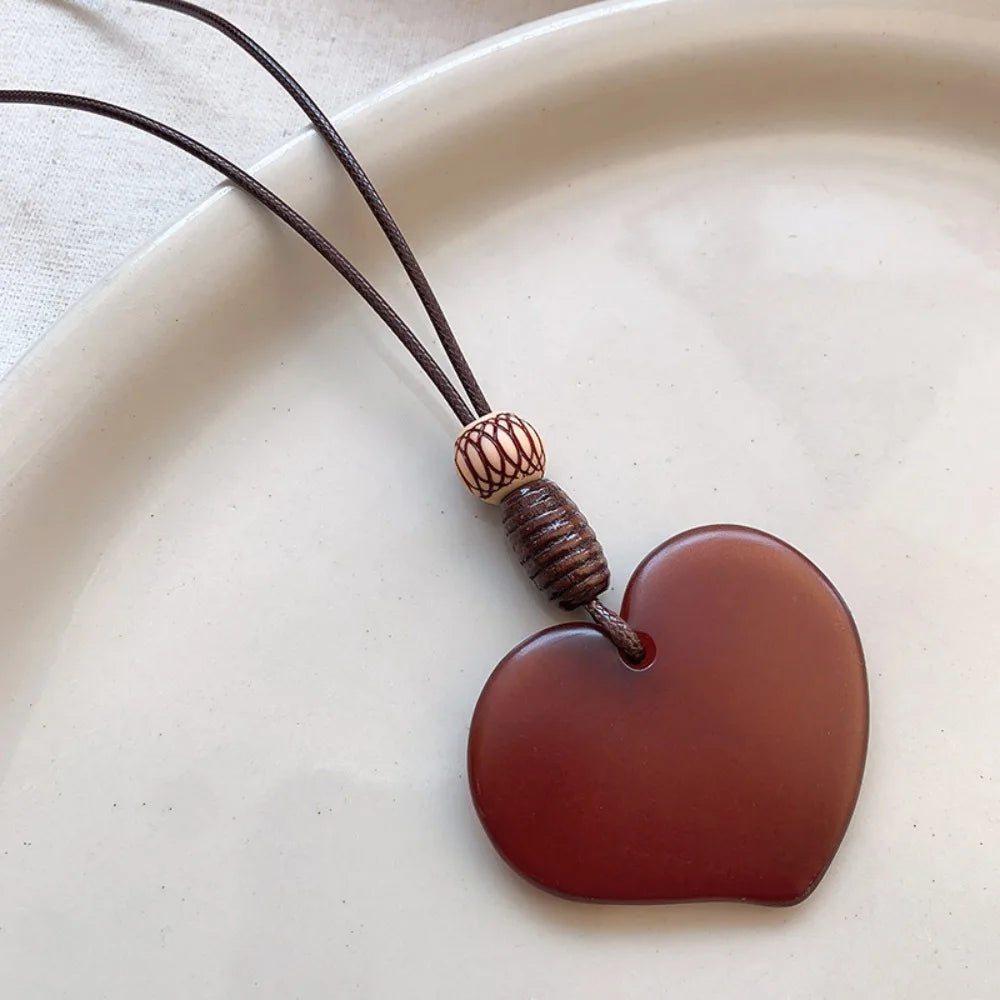Selection of Retro Wooden Pendant Alloy Chain Necklace