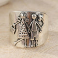 Vintage Silver-Plated Copper Ring – Sculpted Couple Holding Hands