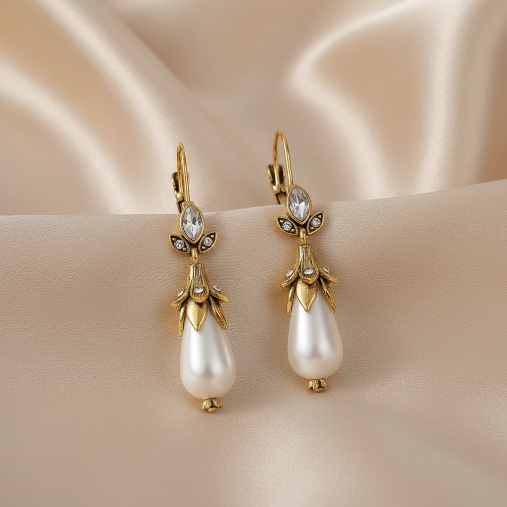 Vintage Inspired Crystal Pearls Alloy Earrings