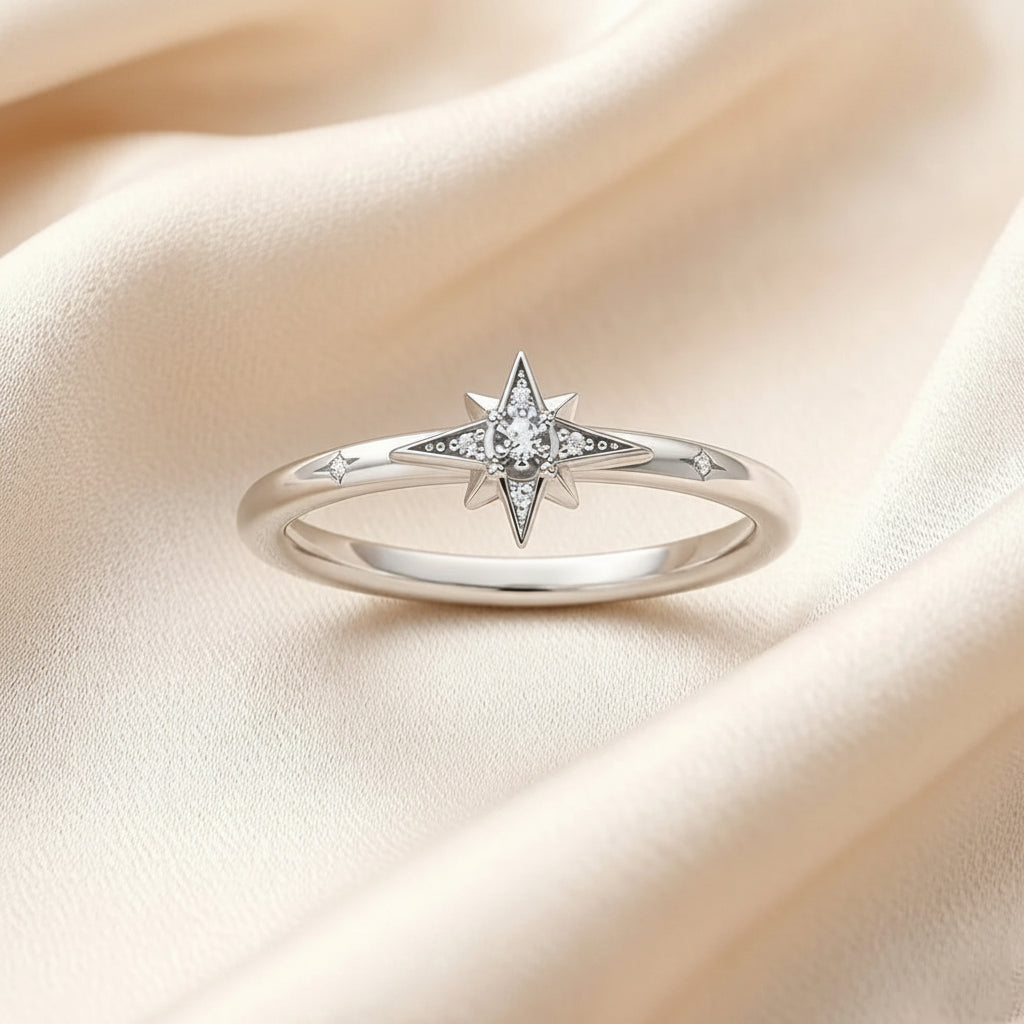 Zircon Star Band Ring in 925 Sterling Silver Gold Rhodium Plating