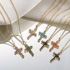 Collection of Bold Gold-Plated Cross Pendant Necklaces