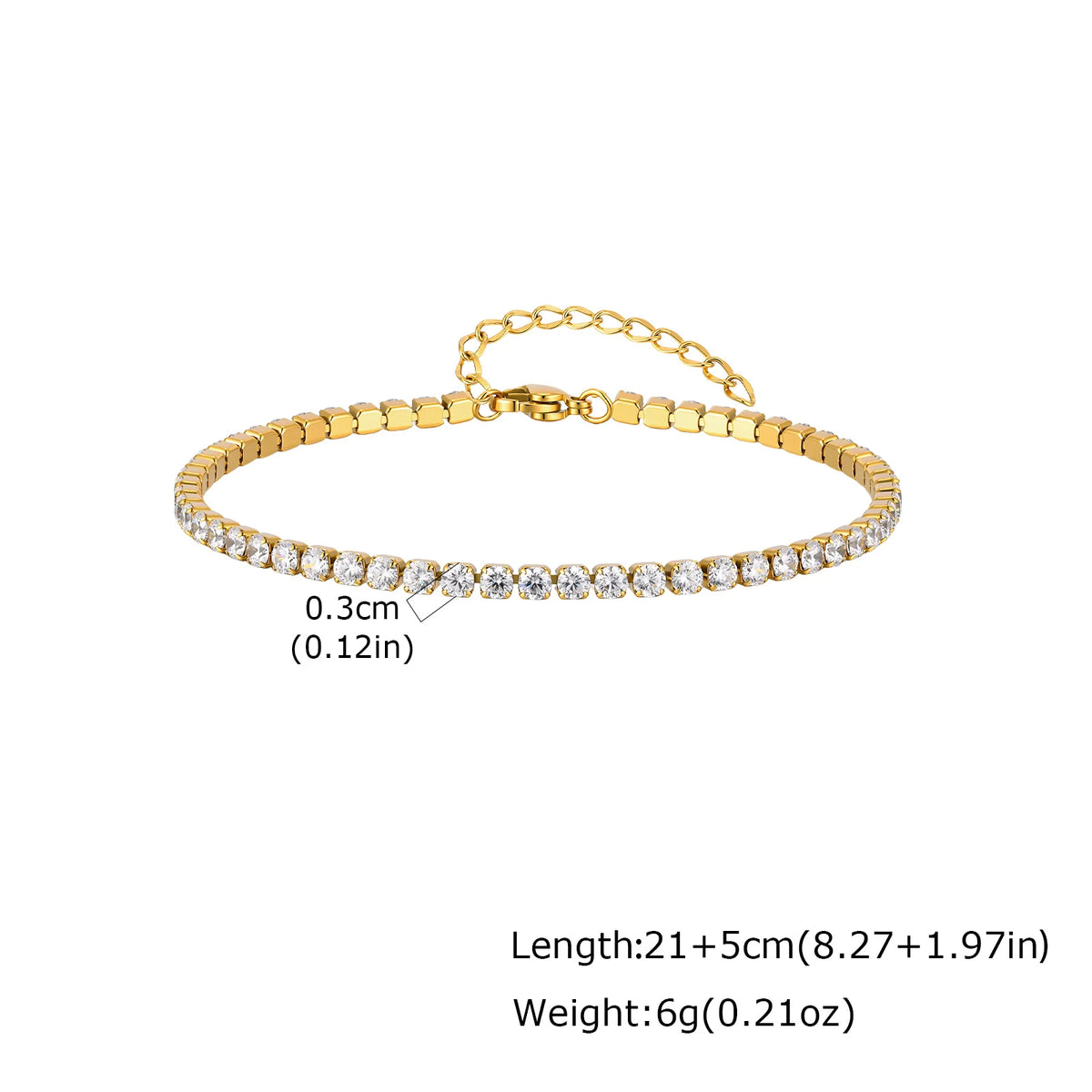 18K Gold Plated Stainless Steel Cubic Zirconia Tennis Anklet