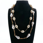 Two Layer Hand Twisted Baroque Pearl Long Necklace