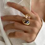 Bold Retro Brown Rhinestone Crystals Alloy Ring