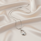 Stainless Steel Snake Chain Necklace with Oval Pendant