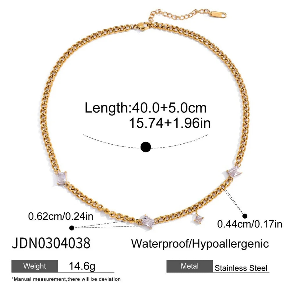 18K Gold-Plated Chain Link Necklaces with Cubic Zirconia – Multiple Styles