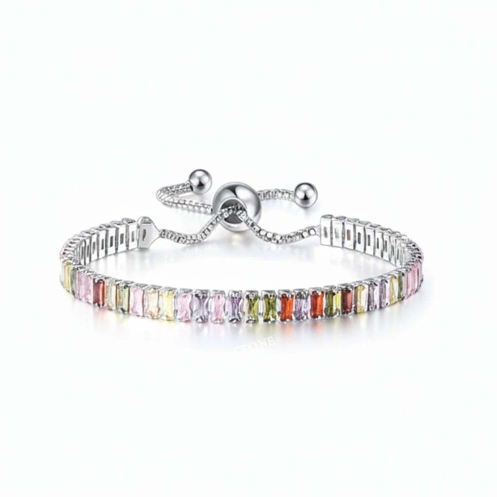 Selection of 925 Sterling Silver Tennis Bracelets with Multi-colored Zircons