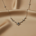 Royalty Star & Moon Necklace in 925 Stering Silver with Zircons