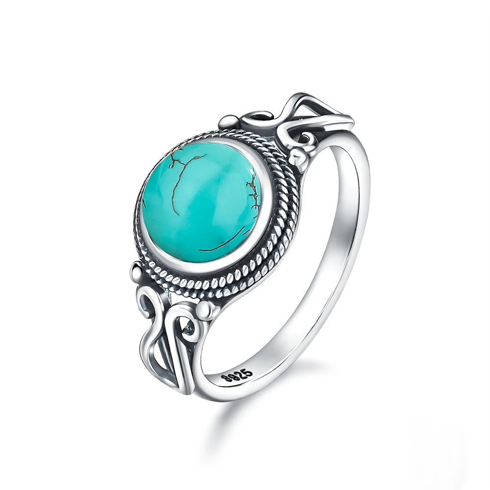 925 Sterling Silver Gemstone Ring – 8mm Natural Stone, Choose Your Favorite Gemstone