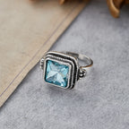 Vintage Inspired Zink Alloy Ring with Large Zircon Stone