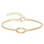 Unisex Stainless Steel Snake Chain Knot Bracelet - Handmade, Minimalist