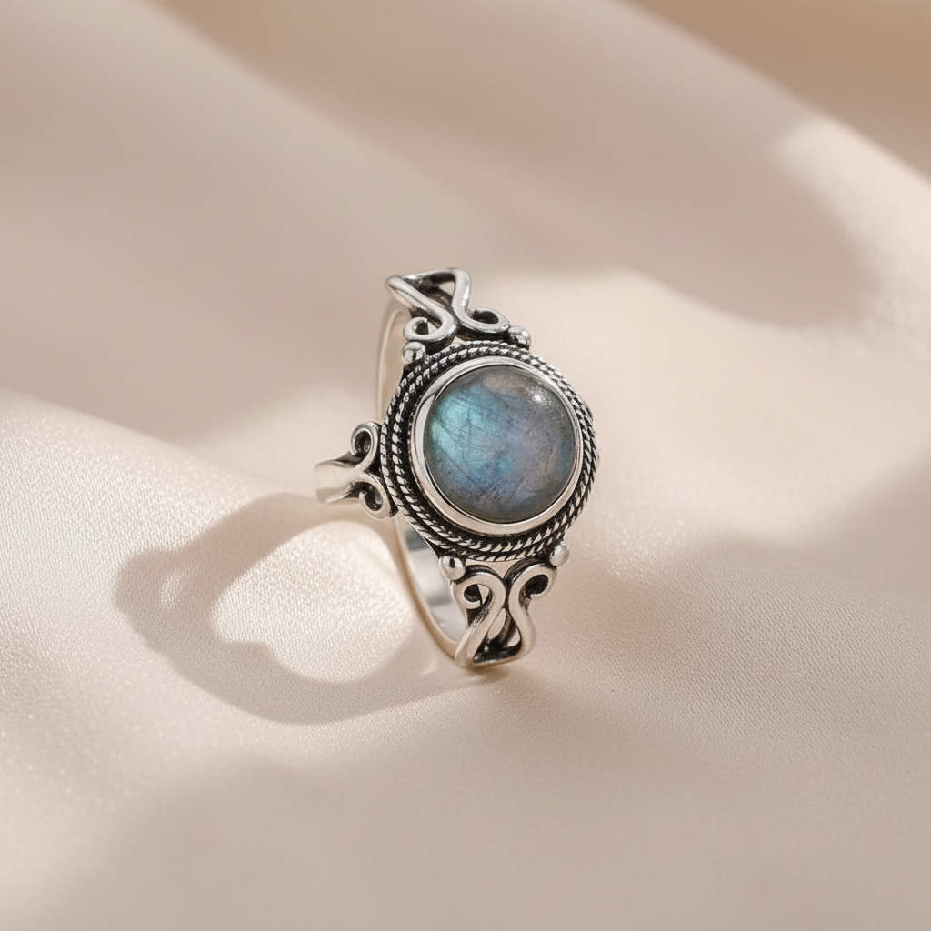 925 Sterling Silver Gemstone Ring – 8mm Natural Stone, Choose Your Favorite Gemstone