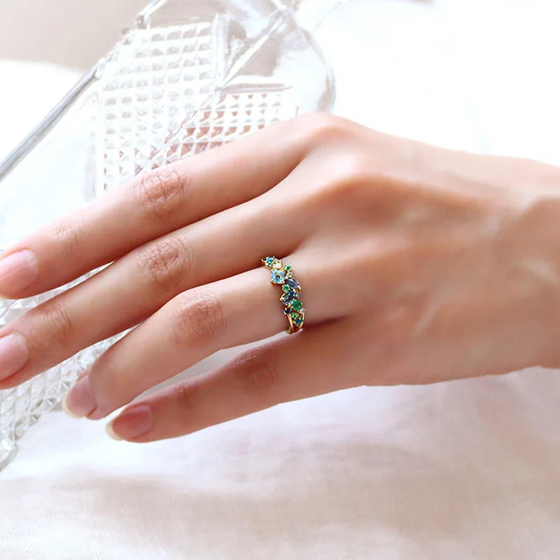 Nature Inspired Cubic Zirconia Brass Ring