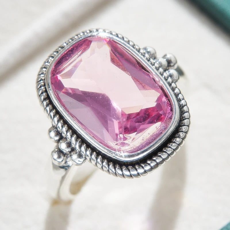 Vintage Inspired Zink Alloy Ring with Large Zircon Stone