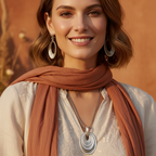Oval Pendant Necklace & Earrings Set in Alloy - Bold Statement