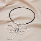 Black Cord Choker Necklace with Large Dragonfly Alloy Pendant