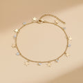 Gold Tone Stainless Steel Zircon Star Anklet - Refined, Elegant