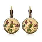 Retro Vintage Pink Rose Flower Round Glass Alloy Earrings - Several Options