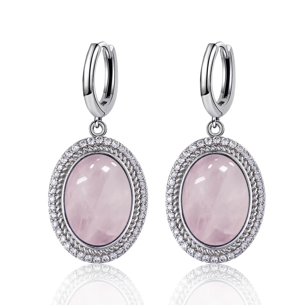 925 Sterling Silver Natural Moonstone Pendant & Earrings Set - Choose Your Stone