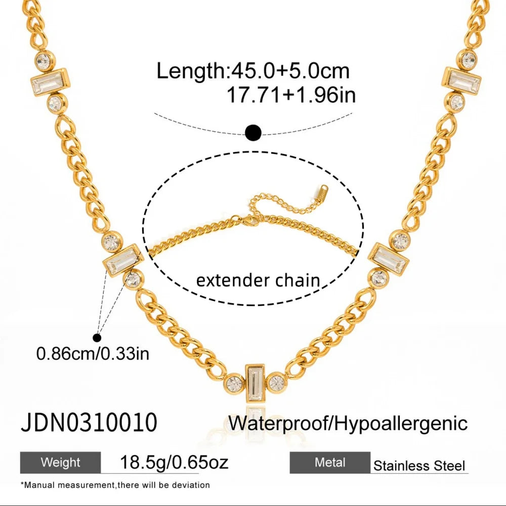 18K Gold-Plated Chain Link Necklaces with Cubic Zirconia – Multiple Styles