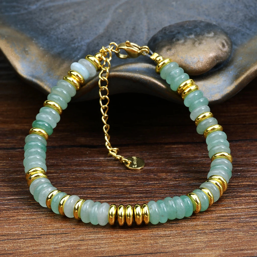 Natural Gemstone Beads Stainless Steel Bracelet