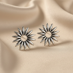 Unique 925 Sterling Silver Flower Stud Earrings