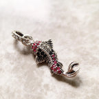 Red Koi Fish Pendant in Sterling Silver with Zircons