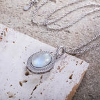 925 Sterling Silver Natural Moonstone Pendant & Earrings Set - Choose Your Stone