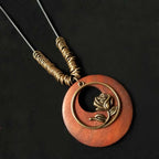 Selection of Retro Wooden Pendant Alloy Chain Necklace