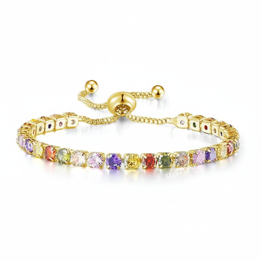 Selection of 925 Sterling Silver Tennis Bracelets with Multi-colored Zircons